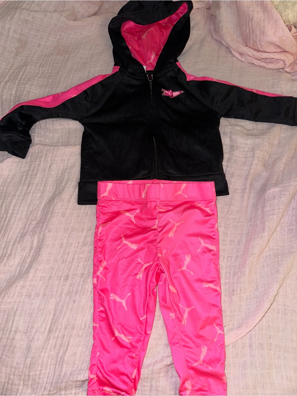 Puma Black and Hot Pink Girls' Hoodie & Legging Set